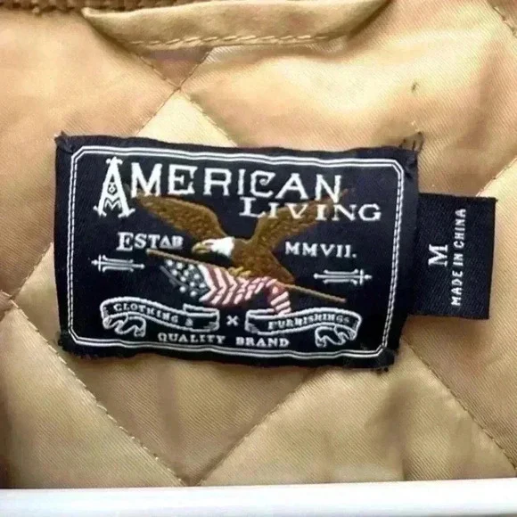 American Living Quilted Leather Detailing corduroy, neckline, Zip Jacket Size M - Picture 9 of 10